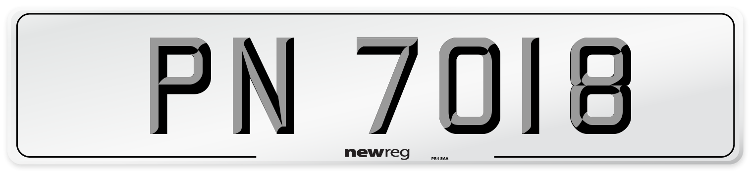 PN 7018 Number Plate from New Reg